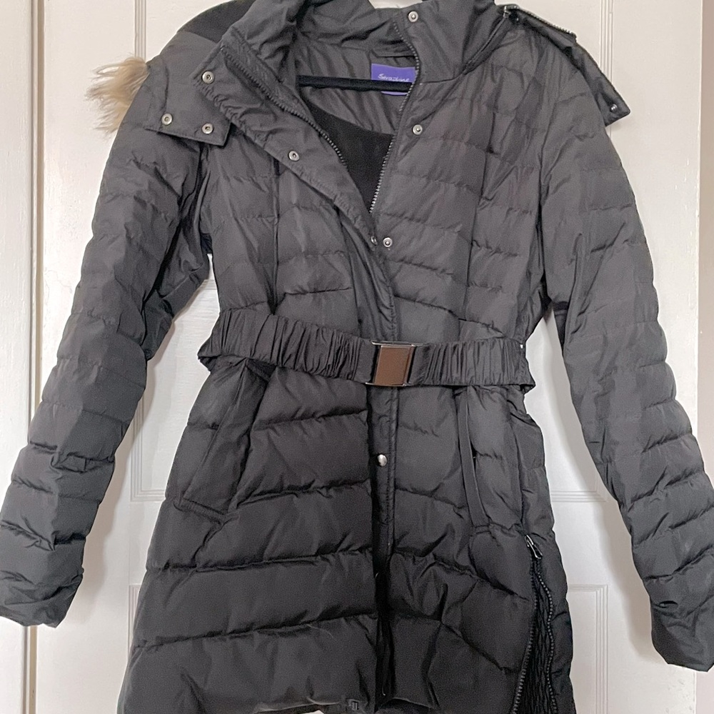 Black Seraphine maternity coat size 12